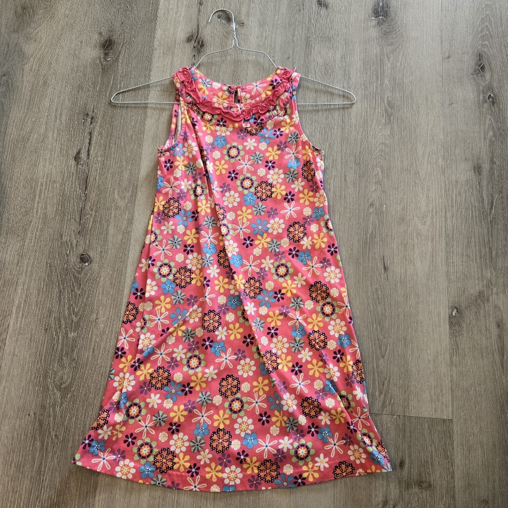 Hanna Andersson Pink Flower Power Shift Dress Size 120 US Size 6/7